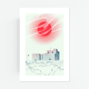 Red Sunset digital illustration print
