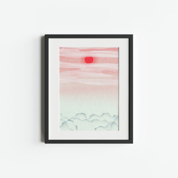 Red Sunset digital illustration print