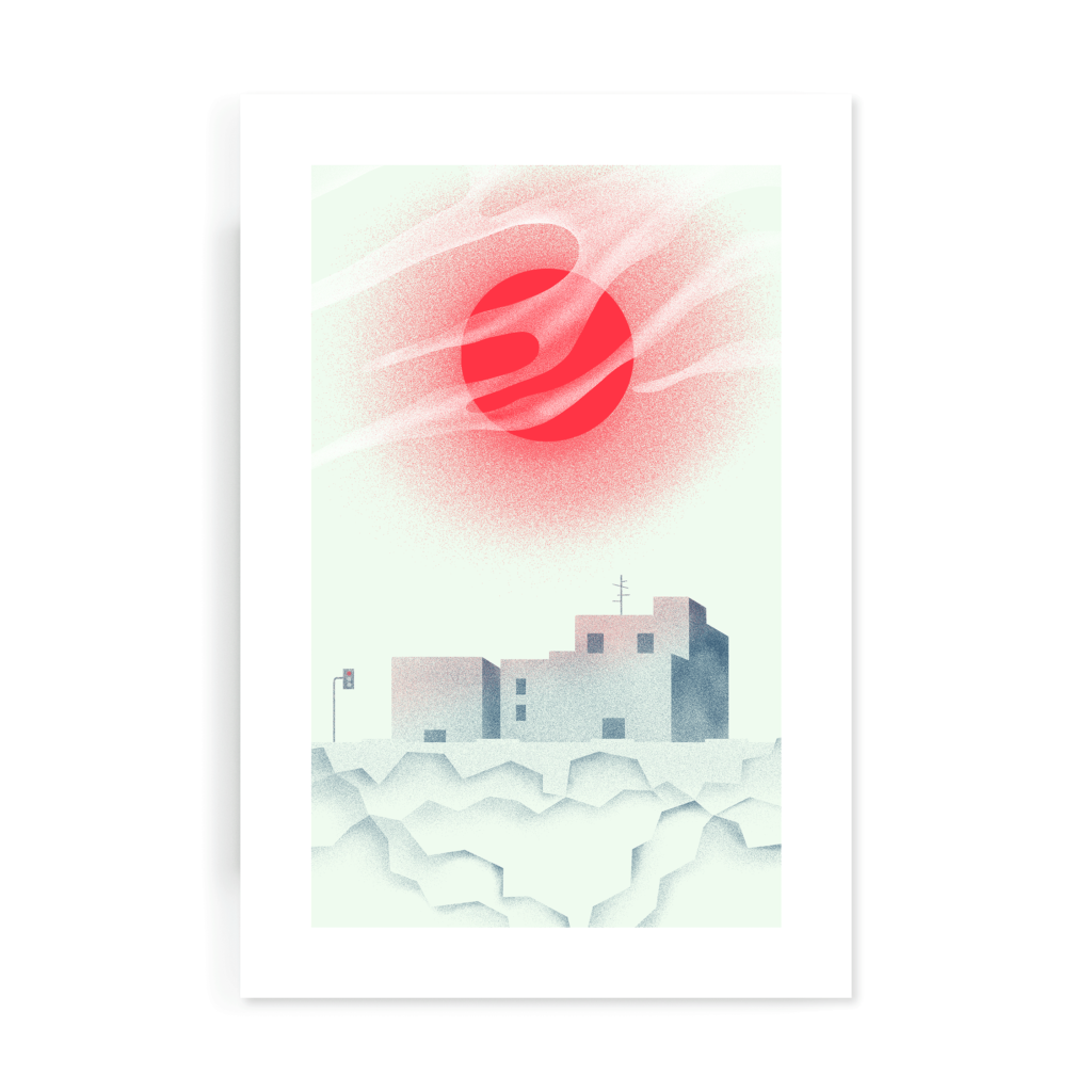 Red sunset illustration by Adriano Di Mauro